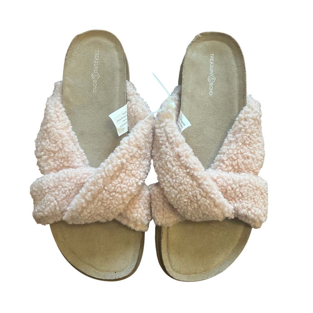 Treasure‎ & Bond Women's Davina Faux Shearling Slide Sandals  9M - Cozy Comfort